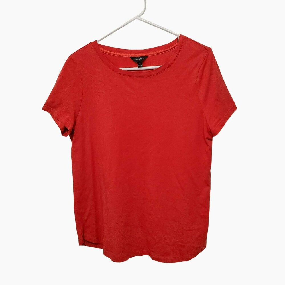 The Limited Red T-Shirt, Size L, Red-Orange Scarlet Crewneck, Cotton Blend